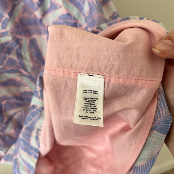 Vineyard Vines Womens Large Off Shoulder Hawaiian Mini Dress Palm Leaf Coastal - Picture 6 of 6